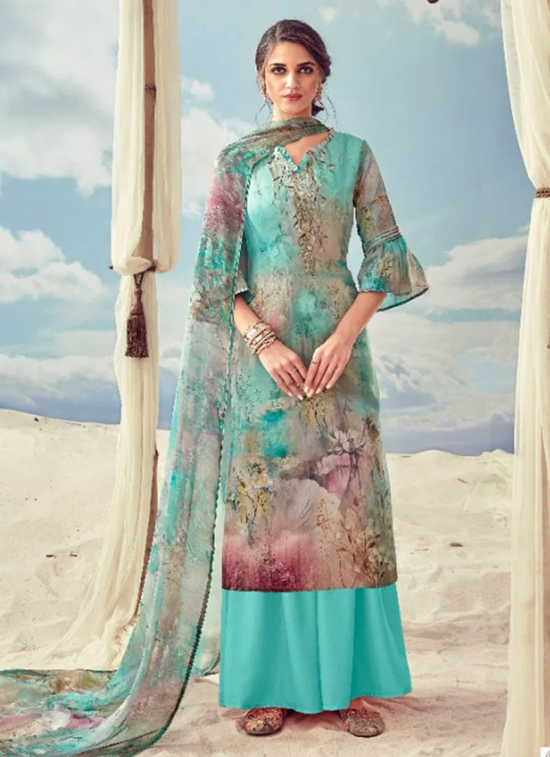 Aaisha Pure Jam Digital Print Diamond Swarovski  Work Plazo Suit Collection 486-001-010